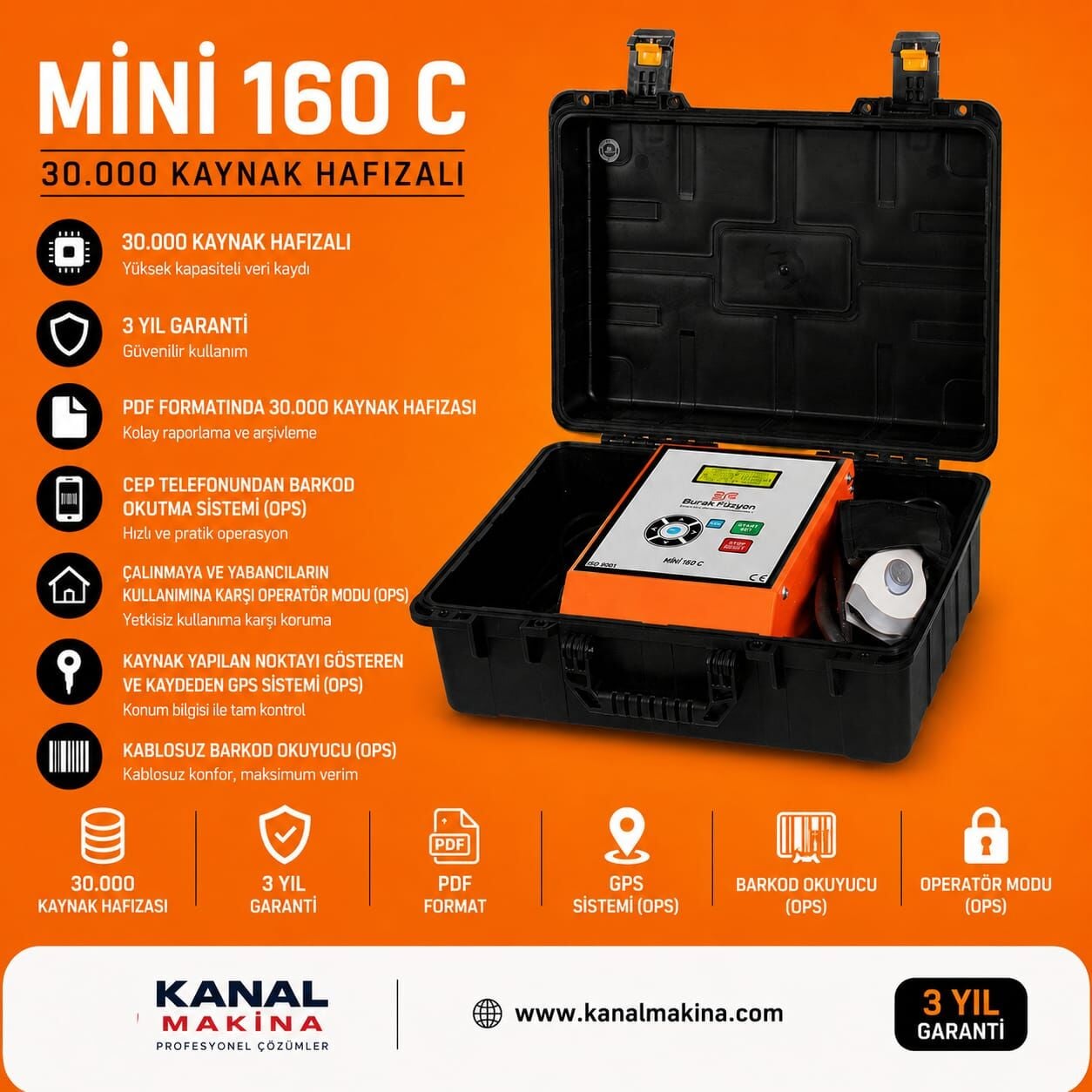 Elektrofüzyon 160 Mini Kaynak Makinesi Çantalı