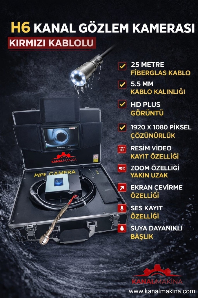[KNL311932] Kanal Makina H6 Kanal Gözlem Kamerası Kırmızı Kablo