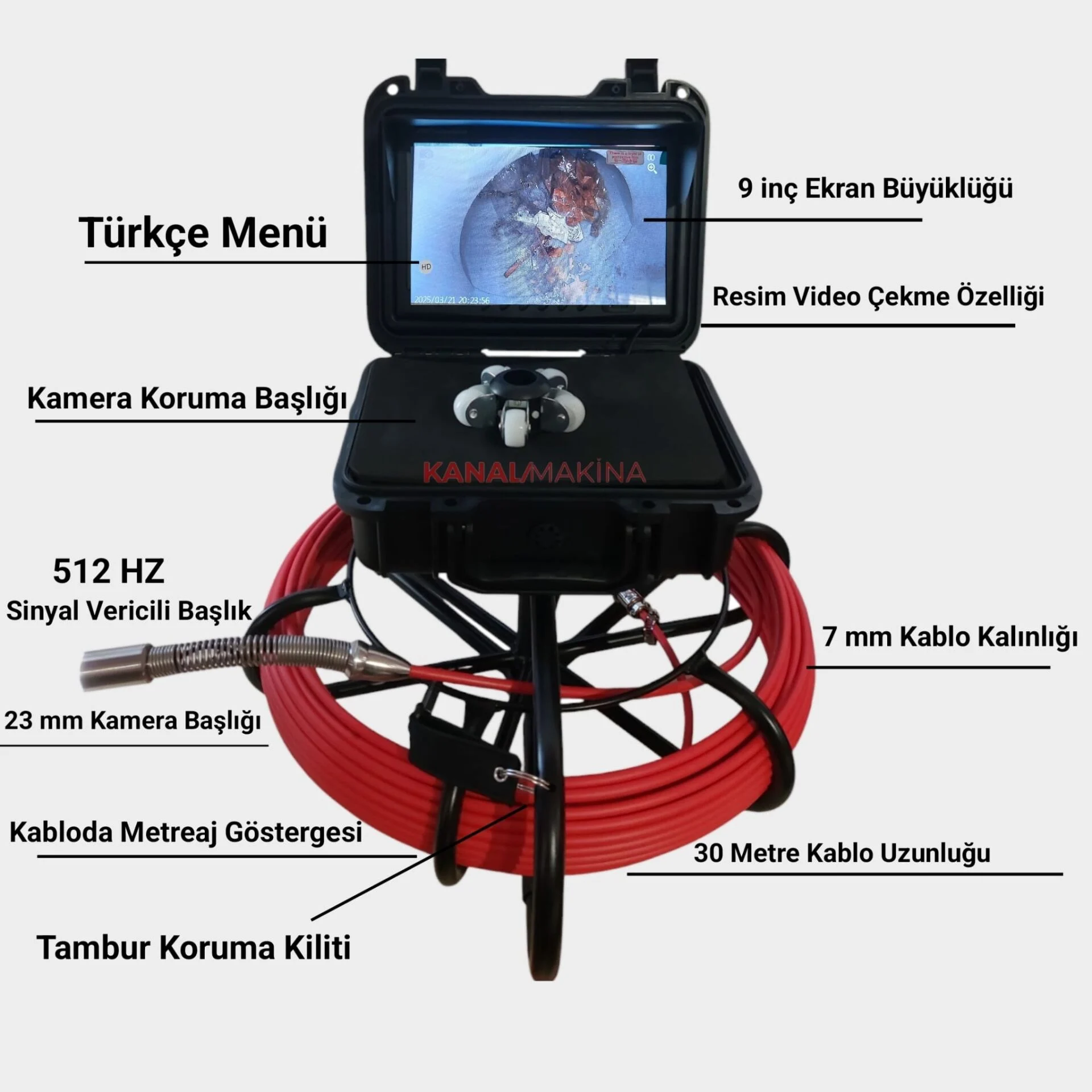 [KNL311868] Kanal Makine Kanal Gözlem Kamerası 30 Mt Kablolu